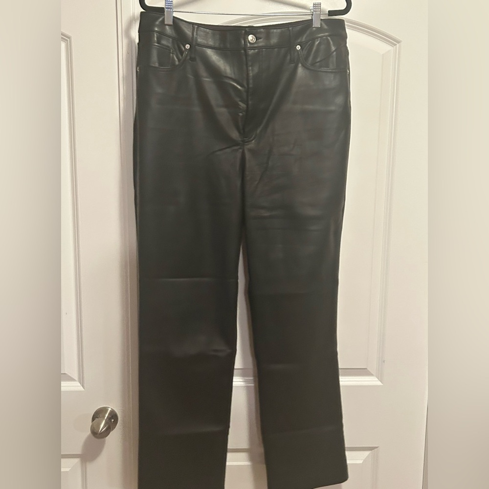 Express Super High Waisted 90s Slim Faux Leather Pants